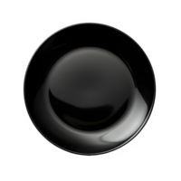 AI generated top view black ceramic plate isolated on transparent background ,generative ai png
