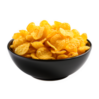 AI generated corn flakes in a bowl isolated on transparent background ,generative ai png