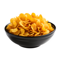 AI generated corn flakes in a bowl isolated on transparent background ,generative ai png