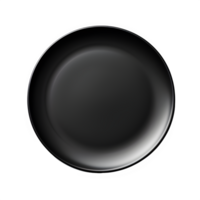 AI generated top view black ceramic plate isolated on transparent background ,generative ai png