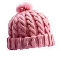 AI generated pink knitted hat isolated on transparent background ,knitted hat png ,generative ai