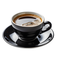 ai generiert heiß schwarz Kaffee im ein Keramik Tasse isoliert auf transparent Hintergrund ,generativ ai png