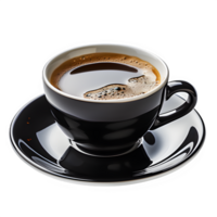 AI generated hot black coffee in a ceramic cup isolated on transparent background ,generative ai png