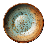 AI generated Antique bowl with cracked motif isolated on transparent background ,generative ai png