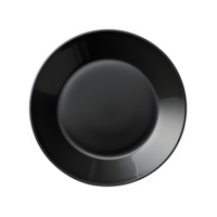 AI generated top view black ceramic plate isolated on transparent background ,generative ai png