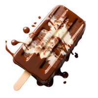 ai generado chocolate caramelo palo hielo crema aislado en transparente antecedentes ,generativo ai png