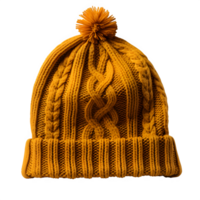 AI generated yellow knitted hat isolated on transparent background ,knitted hat png ,generative ai