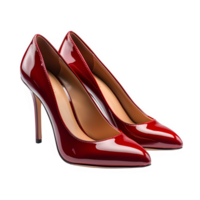 AI generated red high heel shoes isolated on transparent background ,generative ai png