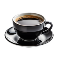 AI generated hot black coffee in a ceramic cup isolated on transparent background ,generative ai png