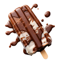 ai generado chocolate caramelo palo hielo crema aislado en transparente antecedentes ,generativo ai png