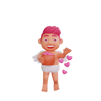 3d Illustration von Valentinstag Amor Charakter freudig Anteile Herzen von ein Topf png