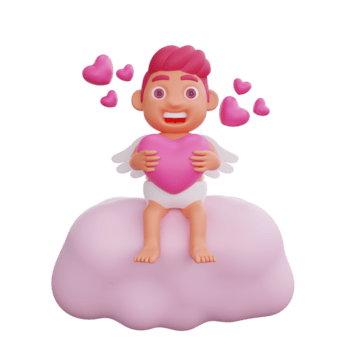 3d Illustration von Valentinstag Amor Charakter im ein liebend Umarmung png