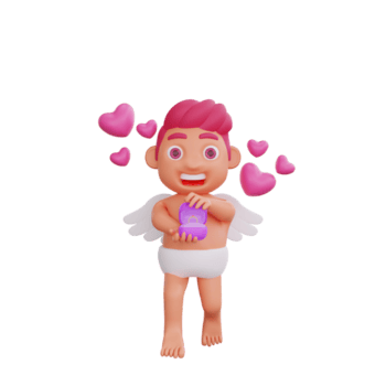 3d Illustration von Valentinstag Amor Charakter halten ein Ring Box png