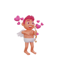 3D illustration of Valentine Cupid character ready to spread love png