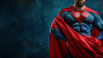 AI generated superhero advertisment background with copy space photo