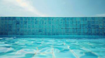 AI generated Swimming pool advertisment background with copy space photo