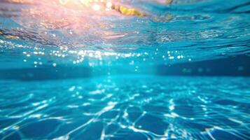 AI generated Swimming pool advertisment background with copy space photo