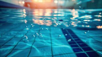 AI generated Swimming pool advertisment background with copy space photo