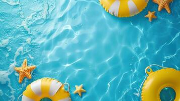 AI generated Swimming pool advertisment background with copy space photo