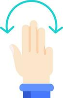 Three Fingers Rotate Line Filled Icon vector