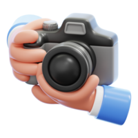 A hand holding a camera 3d isolated png