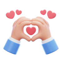 Hands making a heart shape with their fingers 3d illustration isolated. png