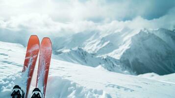 AI generated Ski advertisment background with copy space photo