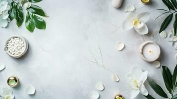 AI generated spa and beauty background with copy space photo