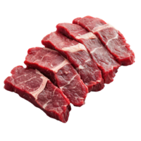 AI generated Raw slices of beef steak on a fork Isolated on white background png