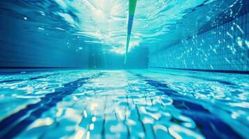 AI generated Swimming pool advertisment background with copy space photo