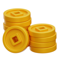 Chinese Coins Stack 3d Illustration png