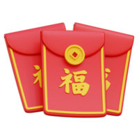 ilustração 3d de envelope chinês png