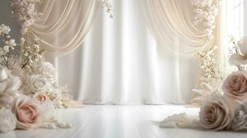 AI generated Wedding agency advertisment background with copy space photo
