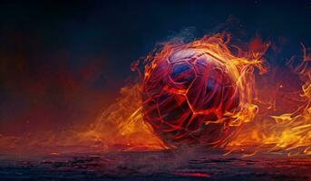 AI generated a soccer ball being blown by fire photo