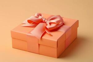 AI generated gift box and bow in orange color photo
