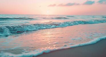 AI generated beach at sunset stock backgrounds photo