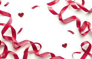 AI generated beautiful valentine s day ribbons photo