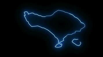 Animated map of the island of Bali in Indonesia with a glowing neon effect video