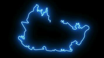 Animated map of the city of Bandung in Indonesia with a glowing neon effect video