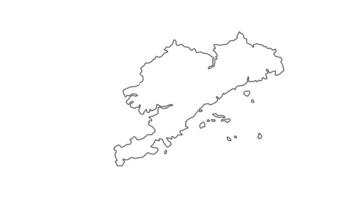 animato schizzo di un' carta geografica di il città di dalian nel Cina video