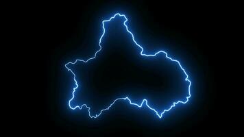 Animated map of the city of Chengdu in China with a glowing neon effect video