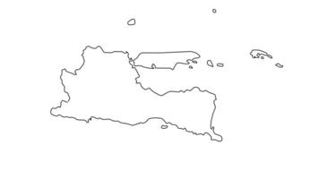 animated sketch map of East Java province in Indonesia video