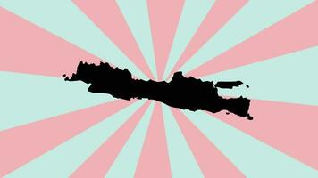 animato carta geografica di il isola di Giava nel Indonesia con un' rotante sfondo video