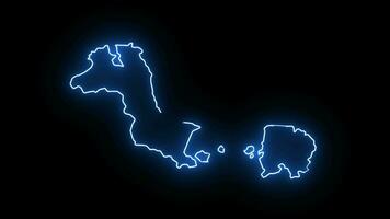 Animated map of the Bangka Belitung Islands in Indonesia with a glowing neon effect video