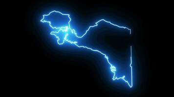 Animated map of the island of Papua in Indonesia with a glowing neon effect video