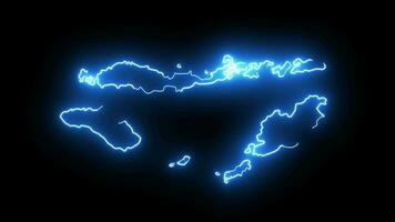 animado mapa de este nusa tenggara en Indonesia con un brillante neón efecto video