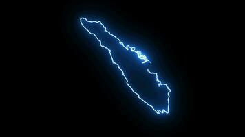 Animated map of the island of Sumatra in Indonesia with a glowing neon effect video