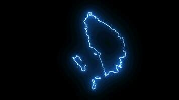 Animated map of Indonesia's North Sumatra province with a glowing neon effect video