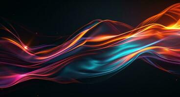 AI generated colorful streaks of light are shown in the dark photo