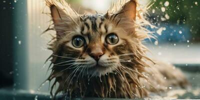 AI generated cats get their hair dirty and need a good for their fur photo